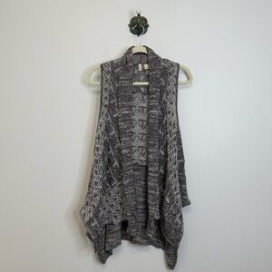 Anthropologie Moth Lavena Pointelle Draped Open Front Cardigan Sweater Vest XS/S